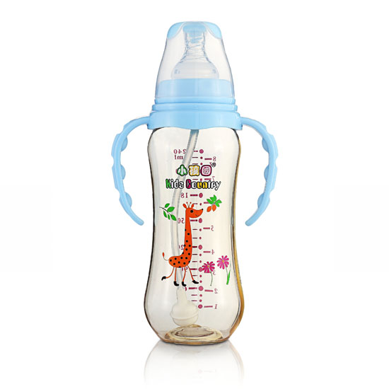 小孩國標(biāo)口弧形自動PPSU安全奶瓶240ML藍(lán)色