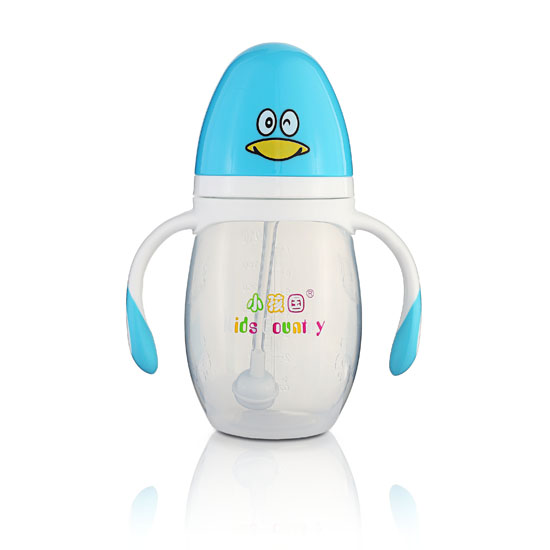 小孩國寬口自動(dòng)企鵝PP奶瓶210ML 藍(lán)色