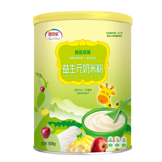 旭貝樂(lè)香蕉蘋果益生元奶米粉罐裝