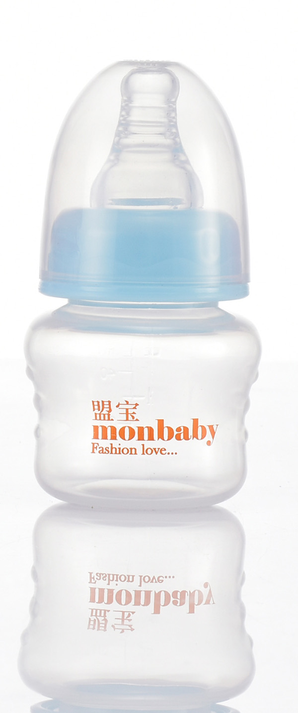 盟寶玻璃果汁奶瓶藍色