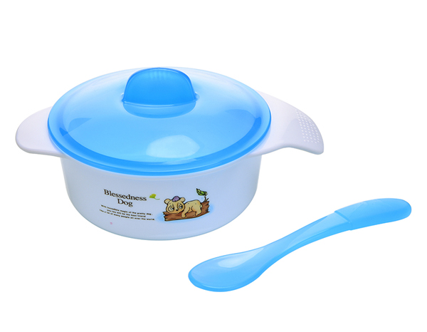 邦貝小象帶勺餐碗藍(lán)色