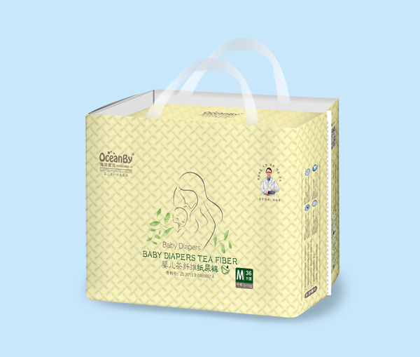 海洋寶貝嬰兒茶纖維紙尿褲M碼36片-小包