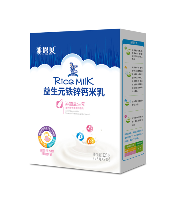 雅恩貝益生元鐵鋅鈣米乳 盒裝