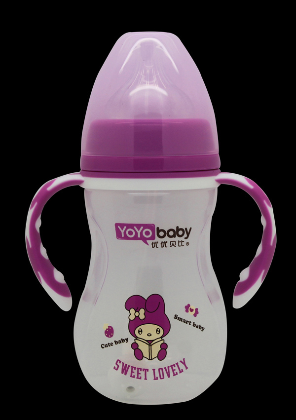 優(yōu)優(yōu)貝比240ml 寬口PP帶手柄自動吸奶瓶(配吸嘴+吸管)