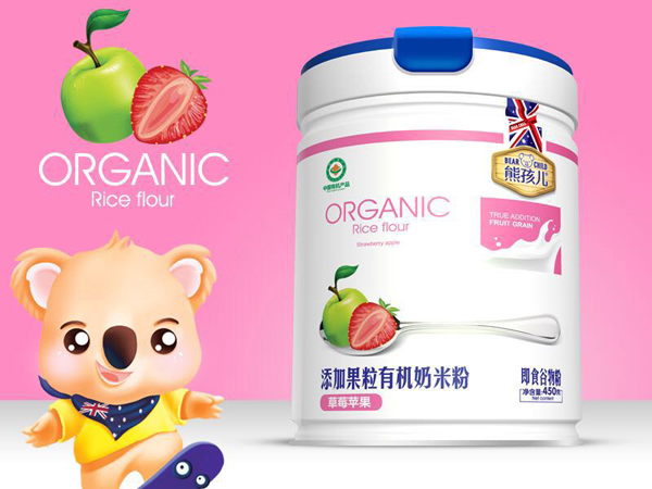 熊孩兒添加果粒有機(jī)奶米粉-草莓蘋果 聽裝