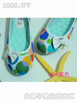 倩百合藍色花紋yunf鞋