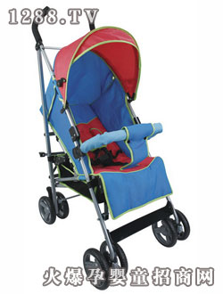 信誠紅篷藍(lán)體兒童推車