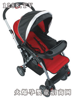 信誠黑篷紅體兒童推車