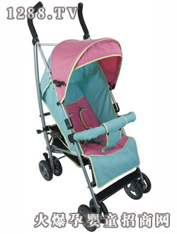 信誠粉紅篷青綠體兒童推車