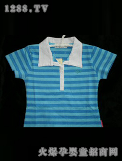 泰迪熊家族藍色條紋T恤