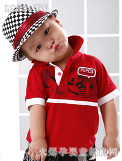 小豬班納男童扁機(jī)領(lǐng)短袖T恤