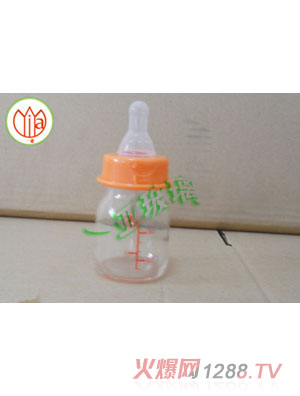 一亞橘黃寬口耐高溫玻璃奶瓶