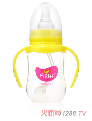 小魚(yú)兒PP雙柄自動(dòng)奶瓶150ml黃色