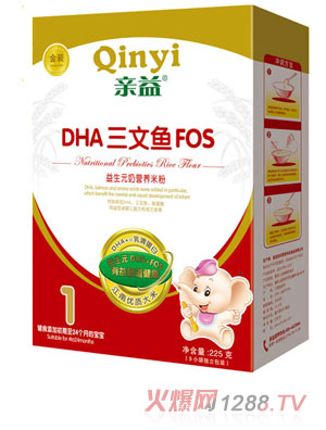 親益盒裝益生元DHA三文魚FOS奶營養(yǎng)米粉1段