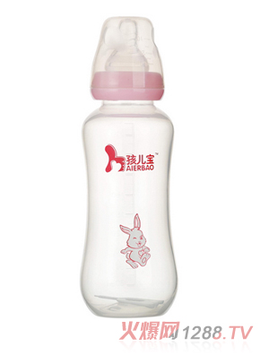 孩兒寶粉色標(biāo)口圓弧自動PP奶瓶300ml