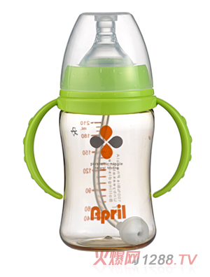 愛(ài)普麗寬口弧形ppsu奶瓶210ml(綠)