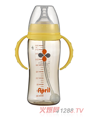 愛(ài)普麗寬口弧形ppsu奶瓶300ml(黃)
