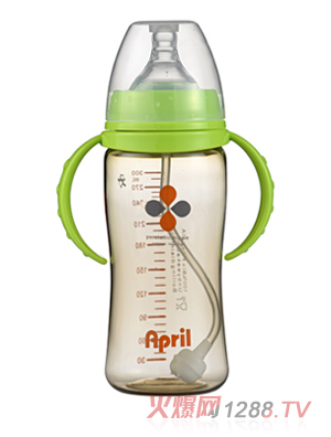 愛普麗寬口弧形ppsu奶瓶300ml(綠)