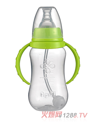 愛普麗標口弧形pp刻花奶瓶120ml（綠）
