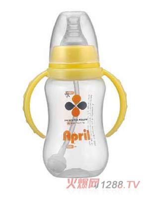 愛(ài)普麗標(biāo)口弧形pp奶瓶180ml（黃）