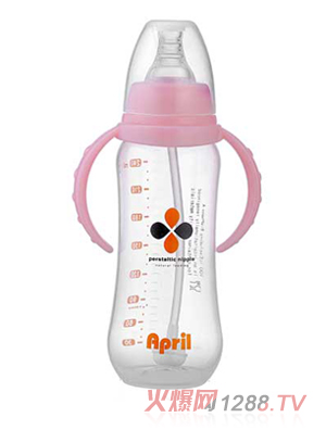 愛(ài)普麗標(biāo)口弧形pp奶瓶240ml（粉）