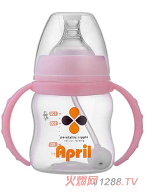 愛普麗寬口弧形pp奶瓶120ml（粉）