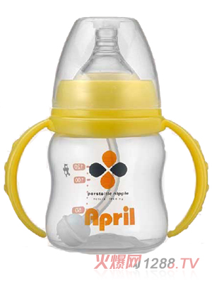 愛普麗寬口弧形pp奶瓶120ml（黃）