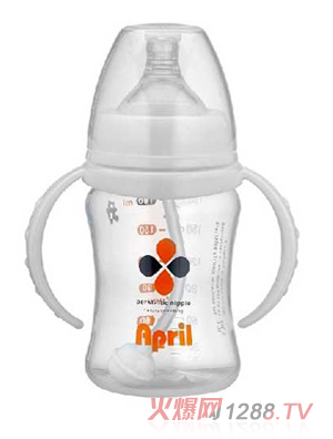 愛普麗寬口弧形pp奶瓶180ml（白）