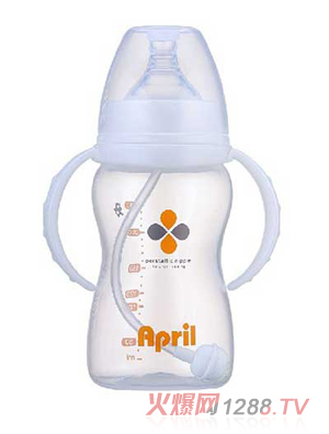愛普麗寬口弧形pp奶瓶240ml（白）