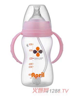 愛普麗寬口弧形pp奶瓶240ml（粉）
