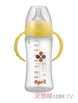 愛普麗寬口弧形pp奶瓶280ml（黃）