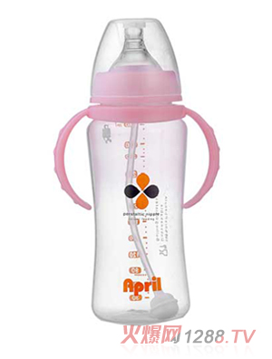 愛普麗寬口弧形pp奶瓶360ml（粉）