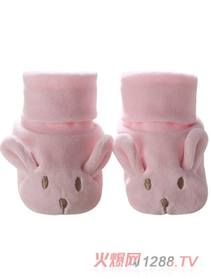 八格鳥粉色小兔天鵝絨yinge鞋