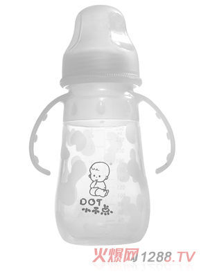 小不點牛媽媽系列寬口徑帶手柄硅膠奶瓶