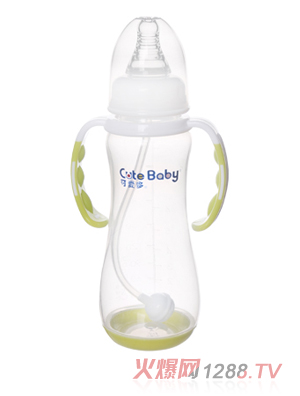 可愛多240ml標(biāo)口PP帶柄帶底自動(dòng)奶瓶