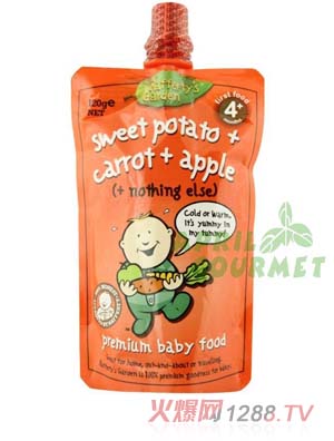 葉子嬰兒果泥（紅薯、胡蘿卜和蘋果）