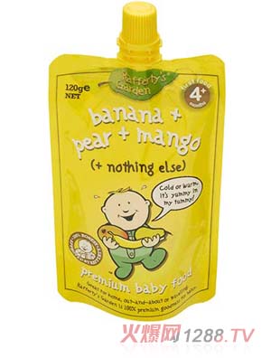 葉子yinge果泥（香蕉、梨和芒果）