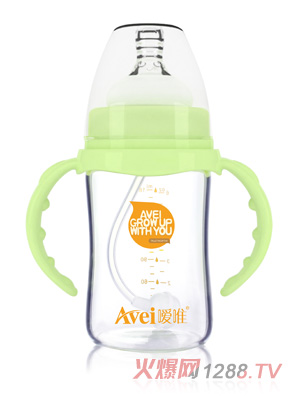 噯唯寬口徑帶柄自動(dòng)高硼硅玻璃奶瓶(180ml)