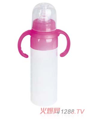 培貝硅膠直身標口徑帶柄自動奶瓶210ml