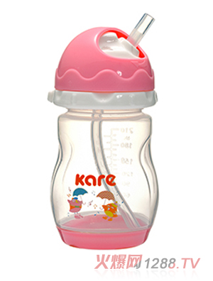 可兒旋蓋無手柄感溫水杯粉色