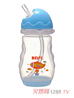 可兒旋蓋無手柄感溫水杯藍色