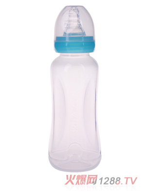 優(yōu)嘻噯無標(biāo)口柄PP奶瓶240ML藍(lán)色