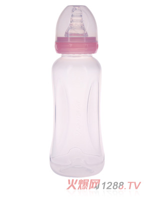 優(yōu)嘻噯無柄標(biāo)口PP奶瓶240ML粉色