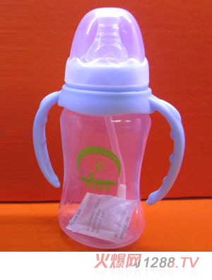 苗哺專家5安標(biāo)口雙耳帶自動吸管pp奶瓶150ml