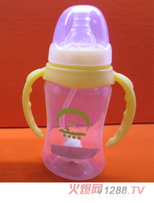 苗哺專家5安標(biāo)口雙耳帶自動吸管pp奶瓶