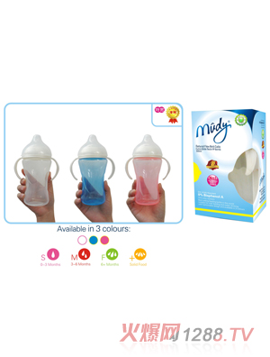 麥地特寬自然母乳實感防脹氣PP奶瓶(帶手柄)300ML