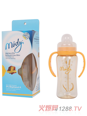 麥地寬口自動PPSU奶瓶(帶手柄)300ML