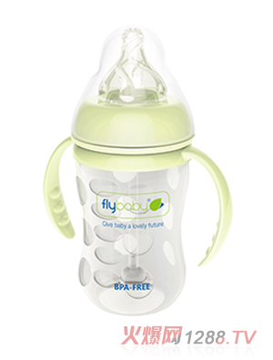 飛樂(lè)比寬口玻璃雙柄小奶瓶（帶硅膠護(hù)套）120ml