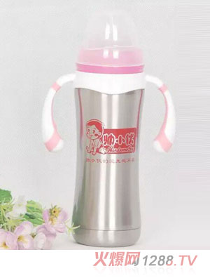 帥小伙不銹鋼保溫奶瓶220ml粉色