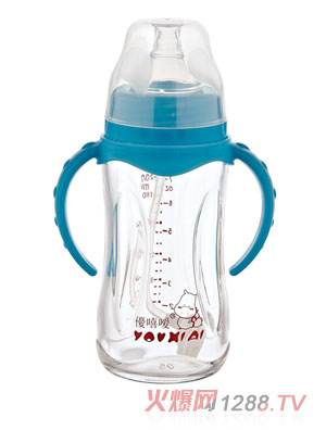 優(yōu)嘻噯全抗體玻璃自動奶瓶藍(lán)色200ml